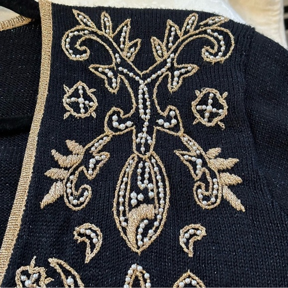 Vintage Jaclyn Smith Black Embellished Cardigan, Size Small - Picture 2 of 13